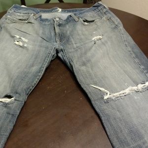 [7 For All Mankind] Distressed Raw Hem Jeans